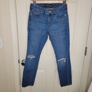 Express super skinny mid-rise distressed denim jean 2short 2s